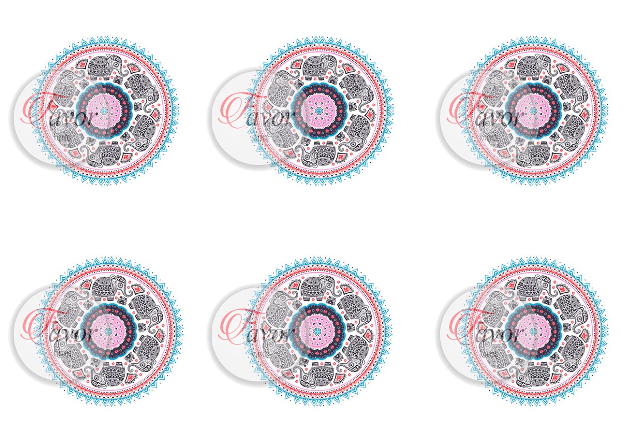 Fil Desenli Runner ve Supla Kumaşı 1 mt-6 adet supla MAVİ